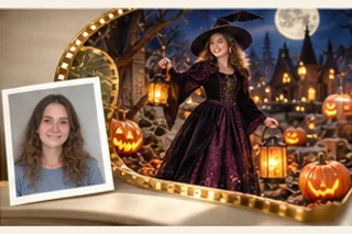 Everyday photo and the new film scene created from it: Halloween