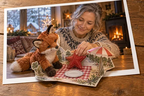 Das Picknick für den Stofffuchs: Ein Stofffuchs bekommt einen fantasievollen Picknickplatz aus Papier.