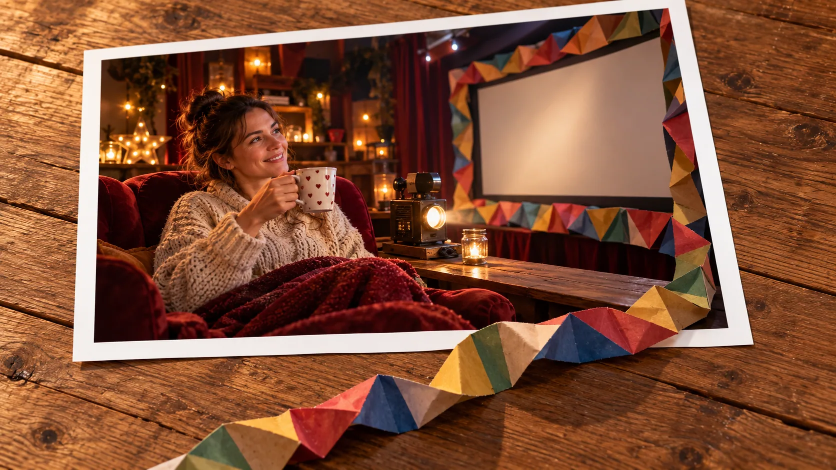 Photographic scene: Your Seat in the Front Row; as a photograph on wood with a protruding story prop.
