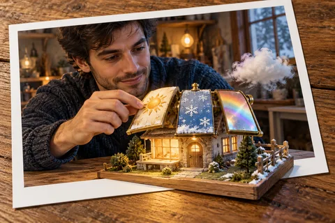 The Cloud Workshop: A miniature cloud receives a handmade weather roof.