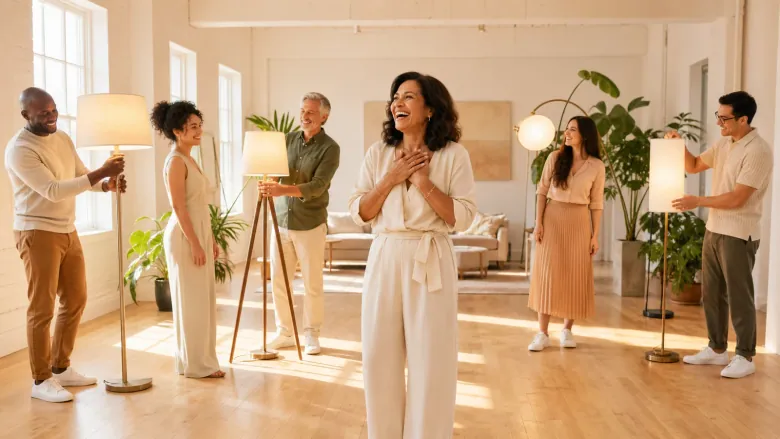 The light you bring into the room: The light you bring into the room connects approved material with a newly recorded message from the people involved.